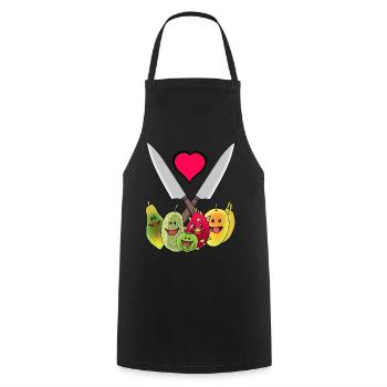 Küchenmesser Vegetarisch Früchte exotisch Obst - Kochschürze - Schwarz - Vorne - AI Model Male 185 dark (185cm)