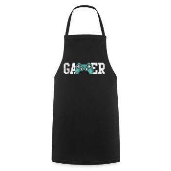 Gamer Glyphs Controller Tee - Cooking Apron - black - Front - AI Model Male 185 dark (185cm)