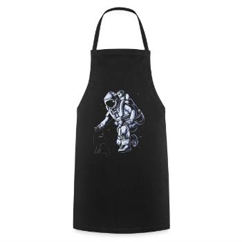 Astronaut petting a cat in space Galactic Kitten - Cooking Apron - black - Front - AI Model Male 185 dark (185cm)