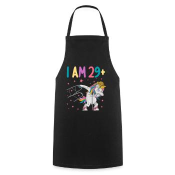 30 years unicorn I am 29+ 30th birthday - Cooking Apron - black - Front - AI Model Male 185 dark (185cm)