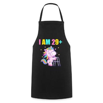 30 years unicorn I am 29+ 30th birthday - Cooking Apron - black - Front - AI Model Male 185 dark (185cm)