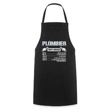 Plombier Tarifs Horaires - Tablier de cuisine - noir - Devant - AI Model Male 185 dark (185cm)