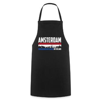 Amsterdam Skyline Heimatstadt Niederlande - Kochschürze - Schwarz - Vorne - AI Model Male 185 dark (185cm)