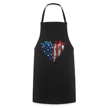 Butterfly Heart USA Flag - Kochschürze - Schwarz - Vorne - AI Model Male 185 dark (185cm)