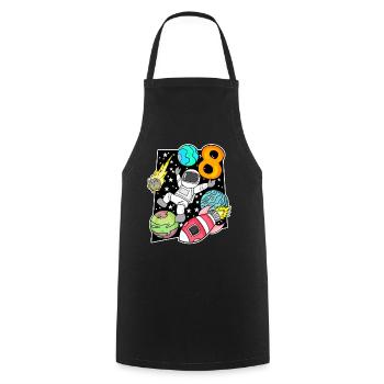 8th birthday astronaut boys children's birthday - Cooking Apron - black - Front - AI Model Male 185 dark (185cm)