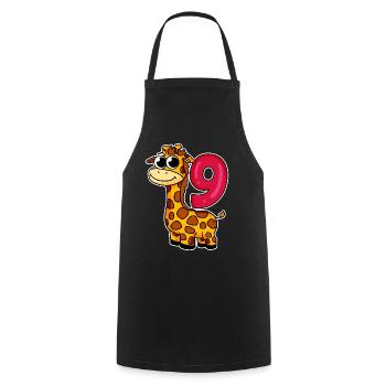 9 birthday giraffe - 9 years old - Cooking Apron - black - Front - AI Model Male 185 dark (185cm)