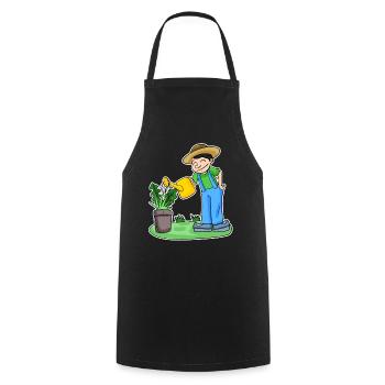 Jardin motif jardin cadeau jardinier - Tablier de cuisine - noir - Devant - AI Model Male 185 dark (185cm)