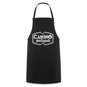 Camino Portugués Pilgrim's Stamp | Santiago - Cooking Apron - black - Front - AI Model Male 185 dark (185cm)