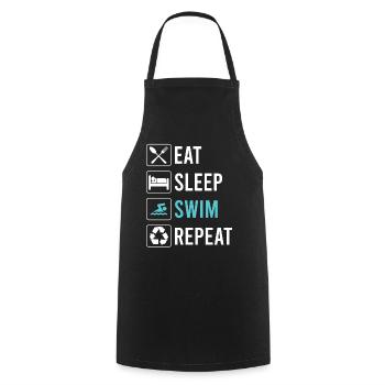 Eat Sleep Swim Repeat - Natation drôle rengaine - Tablier de cuisine - noir - Devant - AI Model Male 185 dark (185cm)