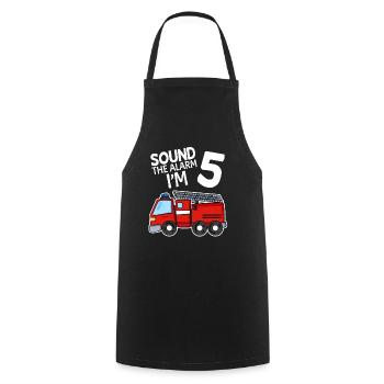 5. Children's birthday - 5 years old - fire brigade - Cooking Apron - black - Front - AI Model Male 185 dark (185cm)