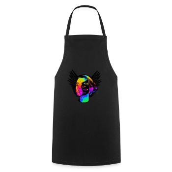 Psychédélique Trippy motif Psychonaut coloré - Tablier de cuisine - noir - Devant - AI Model Male 185 dark (185cm)