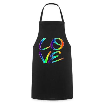 GLEICHHEIT LIEBE RESPEKT - REGENBOGEN LGBTQ - Kochschürze - Schwarz - Vorne - AI Model Male 185 dark (185cm)