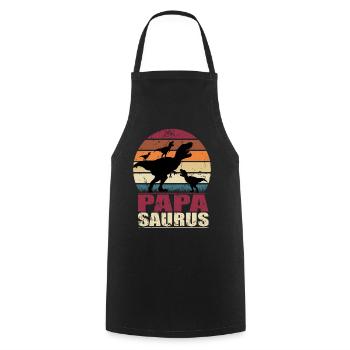Papasaurus Dinosaur Triplets Father Trex Dino - Cooking Apron - black - Front - AI Model Male 185 dark (185cm)
