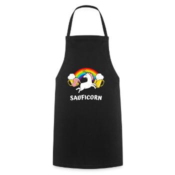 Sauficorn Lustiges Bier Einhorn Party Fun - Kochschürze - Schwarz - Vorne - AI Model Male 185 dark (185cm)