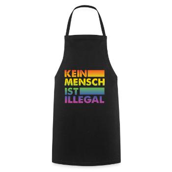 Kein Mensch ist illegal Regenbogen Menschenrechte - Kochschürze - Schwarz - Vorne - AI Model Male 185 dark (185cm)