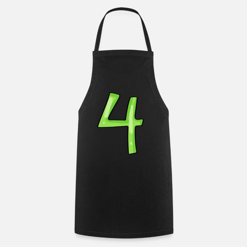 Number 4 Green - Cooking Apron - black