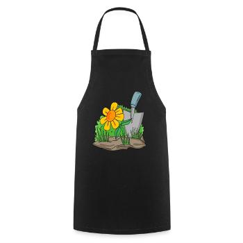 Jardin motif jardin cadeau jardinier - Tablier de cuisine - noir - Devant - AI Model Male 185 dark (185cm)