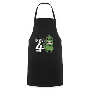 4th birthday - 4 years old - I'm 4 - Cooking Apron - black - Front - AI Model Male 185 dark (185cm)