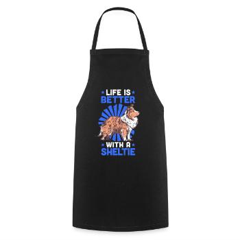 Life is better with Shetland Sheepdog Sheltie - Cooking Apron - black - Front - AI Model Male 185 dark (185cm)