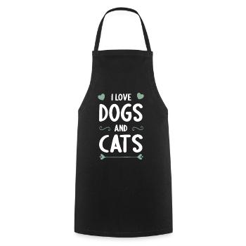 I love Dogs and Cats over Dogs over Cats - Tablier de cuisine - noir - Devant - AI Model Male 185 dark (185cm)