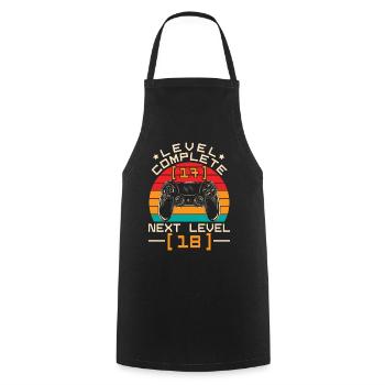 Level Complete 18 Bday 18th Birthday - Cooking Apron - black - Front - AI Model Male 185 dark (185cm)