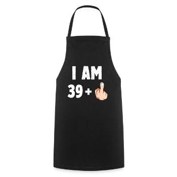 I am 39 plus one - Kochschürze - Schwarz - Vorne - AI Model Male 185 dark (185cm)