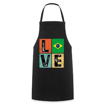 I Love Brazil drapeau pour l’orgueil brésilien - Tablier de cuisine - noir - Devant - AI Model Male 185 dark (185cm)