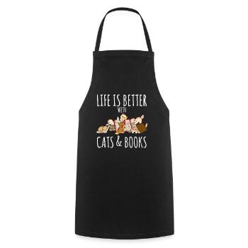 Chats Livres Lire Cadeau - Tablier de cuisine - noir - Devant - AI Model Male 185 dark (185cm)