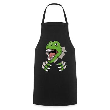 Dino T-Rex Head Claws Dinosaur Hole Torn - Cooking Apron - black - Front - AI Model Male 185 dark (185cm)