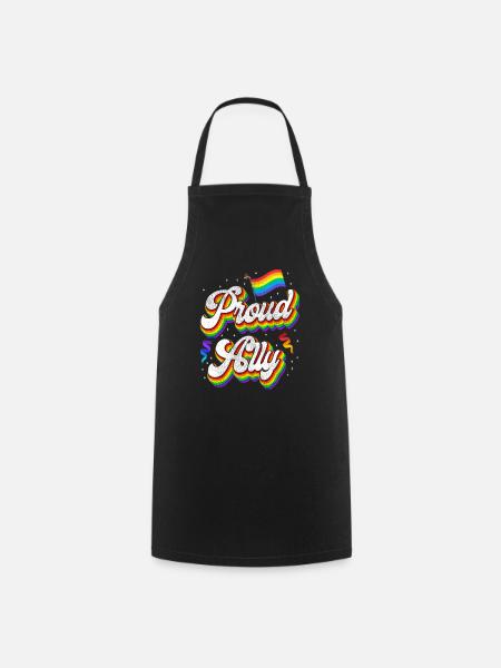 LGBT Pride Proud Ally Rainbow Flag - Tablier de cuisine - noir