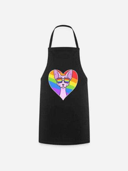 Sphynx Katze - Sphinx-Katze - Regenbogen Herz - Kochschürze - Schwarz