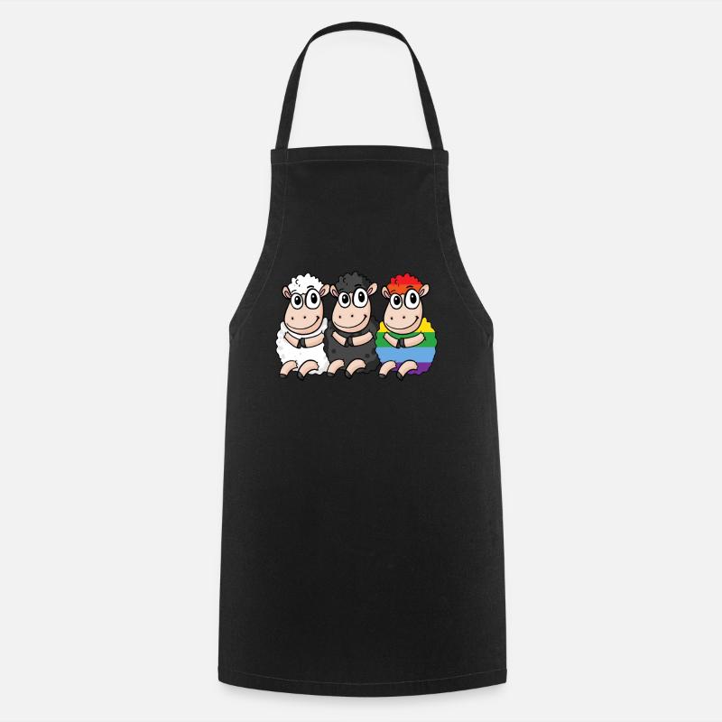 Mouton noir - Mouton arc-en-ciel - Tablier de cuisine - noir