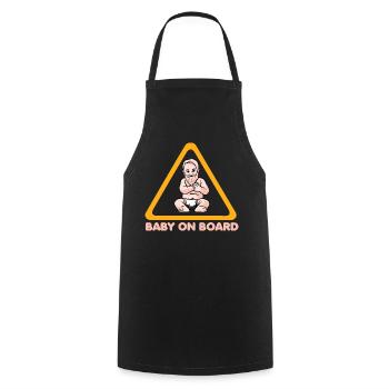 Warning sign baby on board with baby illustration - Cooking Apron - black - Front - AI Model Male 185 dark (185cm)