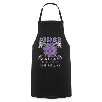 Schildmaid Prinzessinen Wikinger Schild Norse Wolf - Kochschürze - Schwarz - Vorne - AI Model Male 185 dark (185cm)