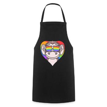 Cœur LGBT avec singe arc-en-ciel - Tablier de cuisine - noir - Devant - AI Model Male 185 dark (185cm)