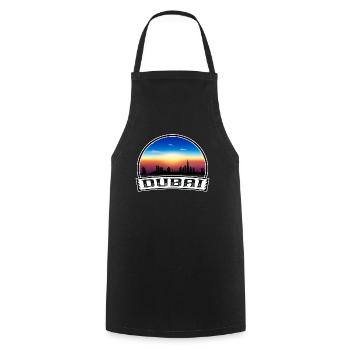 Dubai Uae Skyline Vintage Sunset Travel Souvenir - Cooking Apron - black - Front - AI Model Male 185 dark (185cm)