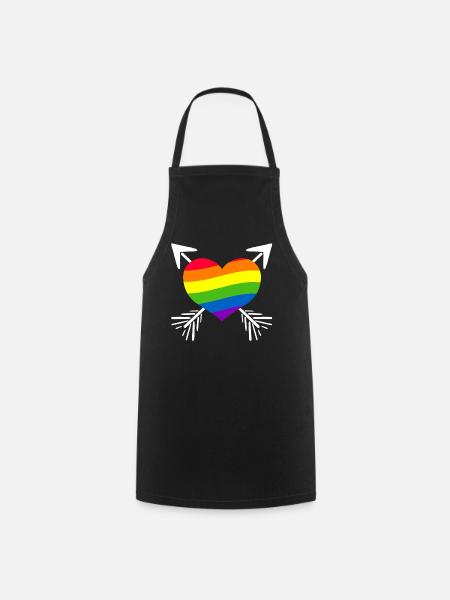 Regenbogen Herz Pfeil - Kochschürze - Schwarz
