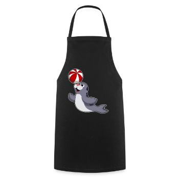 Seehund Schwimmen Wasserball Sommer - Kochschürze - Schwarz - Vorne - AI Model Male 185 dark (185cm)