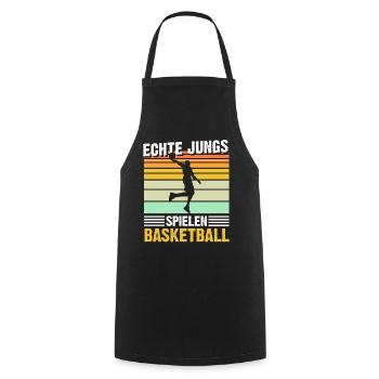 Echte Jungs spielen Basketball - Kochschürze - Schwarz - Vorne - AI Model Male 185 dark (185cm)