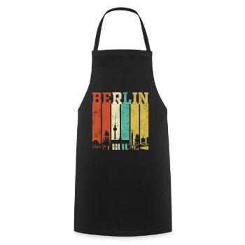 Berlin Skyline | Retro Vintage - Kochschürze - Schwarz - Vorne - AI Model Male 185 dark (185cm)