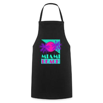 Miami Beach Retro Green Sunset Palms - Kochschürze - Schwarz - Vorne - AI Model Male 185 dark (185cm)