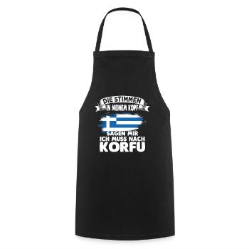 Korfu Griechenland Griechen - Kochschürze - Schwarz - Vorne - AI Model Male 185 dark (185cm)