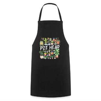 Potted Plant Pot Head - Cooking Apron - black - Front - AI Model Male 185 dark (185cm)