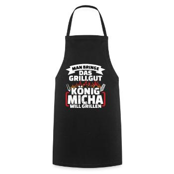 Micha Grill König - Kochschürze - Schwarz - Vorne - AI Model Male 185 dark (185cm)