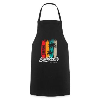 California Republic Surfing Vintage Palms - Tablier de cuisine - noir - Devant - AI Model Male 185 dark (185cm)
