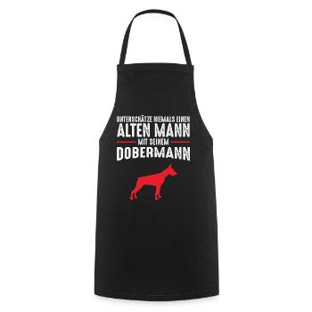 Dobermann Männer Rentner Geschenkidee - Kochschürze - Schwarz - Vorne - AI Model Male 185 dark (185cm)