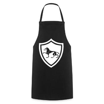 Symbole du loup blanc médiéval - Tablier de cuisine - noir - Devant - AI Model Male 185 dark (185cm)