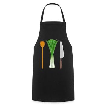 Lauch Vegetarisch kochen Kochlöffel Job Berufe - Kochschürze - Schwarz - Vorne - AI Model Male 185 dark (185cm)