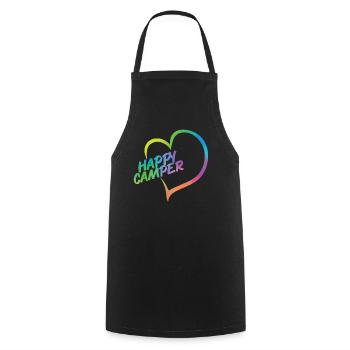 Camping Watercolor Heart Happy - Tablier de cuisine - noir - Devant - AI Model Male 185 dark (185cm)