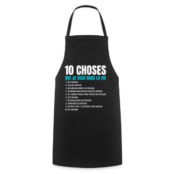 10 choses que je veux dans la vie - Chevaux Cheval - Tablier de cuisine - noir - Devant - AI Model Male 185 dark (185cm)